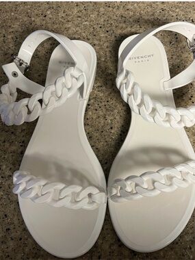 Givenchy White Chain-Link Jelly Ankle-Strap Sandals